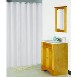 Simple Spaces XG-02-WH Hookless Shower Curtain, Vinyl