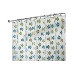 IDesign 27780 Shower Curtain 72" H X 72" W Blue/Green Fish Vinyl Blue/Green