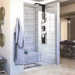 DreamLine SHDR-3234721-04 Linea 34 In. X 72 In. Semi-Frameless Fixed Shower Door Without Handle In Brushed Nickel