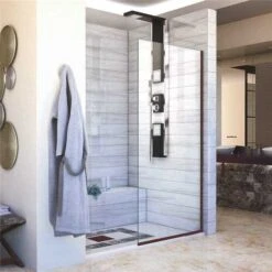 DreamLine SHDR-3234721-06 Linea 34 In. X 72 In. Semi-Frameless Fixed Shower Door In Oil Rubbed Bronze Without Handle