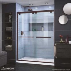 DreamLine SHDR-1660760-06 Encore 56 To 60 In. X 76 In. Semi-Frameless Sliding Shower Door In Oil Rubbed Bronze