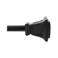 Kenney KN75796V1 Seville Curtain Rod With Finials, Black, 48 To 86-In.