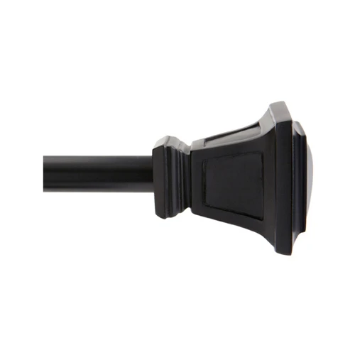 Kenney KN75796V1 Seville Curtain Rod With Finials, Black, 48 To 86-In.
