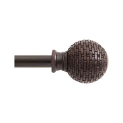 Kenney KN75800NP Curtain Rod With Finials, Brown Woven Ball, 90 To 130-In.
