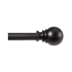 Kenney KN87002V1NP Layla Curtain Rod With Finials, Black, 30- To 84-In.