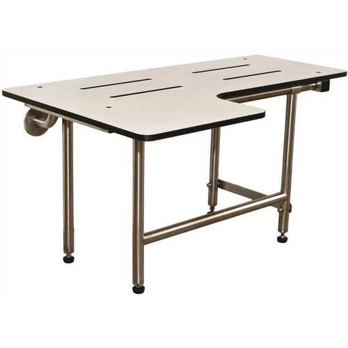 WingIts WSLX280225PWREV 28 In. X 22-1/2 In. Reversible L-Shaped Phenolic Shower Seat, White