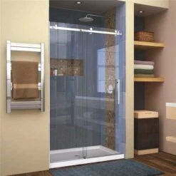 DreamLine SHDR-64487610-08 Enigma Air 44 In. To 48 In. X 76 In. Frameless Sliding Shower Door In Polished Stainless Steel