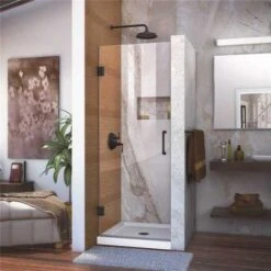 DreamLine SHDR-20307210F-09 Unidoor 30 In. X 72 In. Frameless Hinged Shower Door In Satin Black