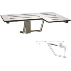 ASI American Specialties, Inc. 10-8206-SC-L Folding Shower Seat Slow Close Gas Struts L-Shaped Left Hand Solid Phenolic In White
