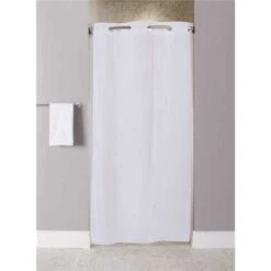 Hookless HBH10GA014274 Stall Size 42 In. X 74 In. White 10-Gauge Shower Curtain
