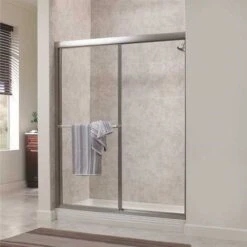 Foremost TDSS6070-RN-SV Tides 56 In. To 60 In. X 70 In. H Framed Sliding Shower Door In Silver And Rain Glass