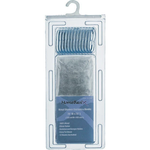 Simple Spaces SD-625CL-3L Shower Curtain With Hook, PVC/Vinyl, Clear, Clear