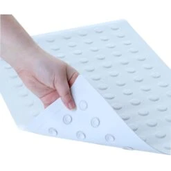 SlipX Solutions 06401 Safety Bath Mat With Microban, 22 In L, 14 In W, Rubber Mat Surface, White