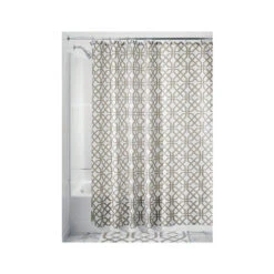IDesign 45420 Shower Curtain 72" H X 72" W Beige Trellis Polyester Beige