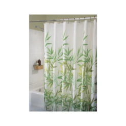 IDesign 36524 Shower Curtain 72" H X 72" W Multicolored Anzu Bamboo Leaves Polyester Multicolored