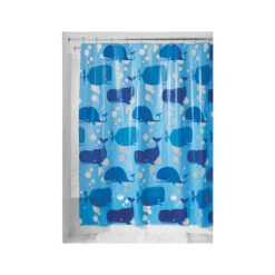 IDesign 32580 Shower Curtain 72" H X 72" W Blue Moby Polyethylene Blue