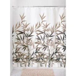 InterDesign 36522 Shower Curtain Anzu 72" H X 72" W Black/Tan Natural Bamboo Polyester Black/Tan