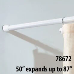 IDesign 78672 Round Tension Rod White Stainless Steel White