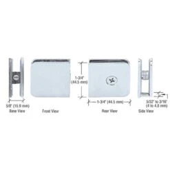 US Horizon C-EGTW-C Traditional Series Wall Mount Glass Clip Polished Chrome