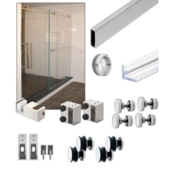 CRL SER95BS Brushed Stainless Steel Deluxe 180 Degree Serenity Series Sliding - 95" Length System