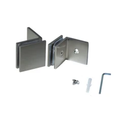 Brixwell 22-263bnk Brass Shower Glass Clamp Square Glass To Wall Large Leg 180-Degree 50x50mm Brushed Nickel